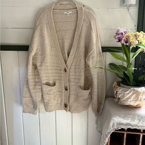 BP- Nordstrom- Cozy Cream Cardigan Boyfriend Sweater- L